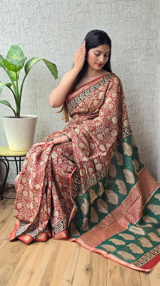 Premium Maheshwari Saree with Traditional Patterns