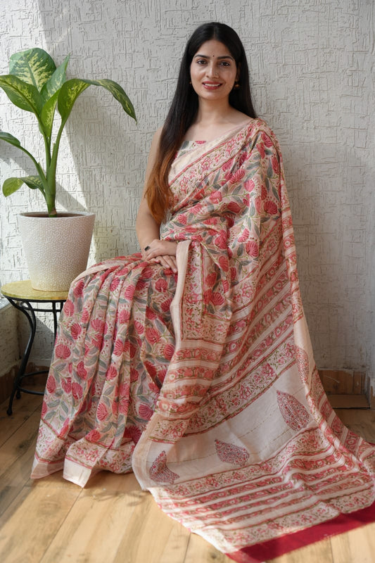 Classic Handloom Maheshwari Saree with Blouse