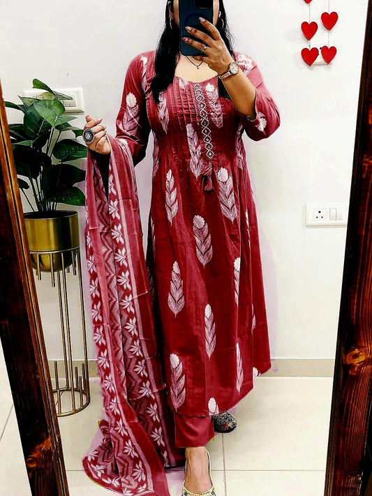 wedding cotton kurti pant with mulmul dupatta