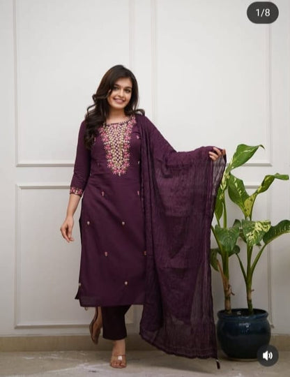 silk kurti pant set with dupatta