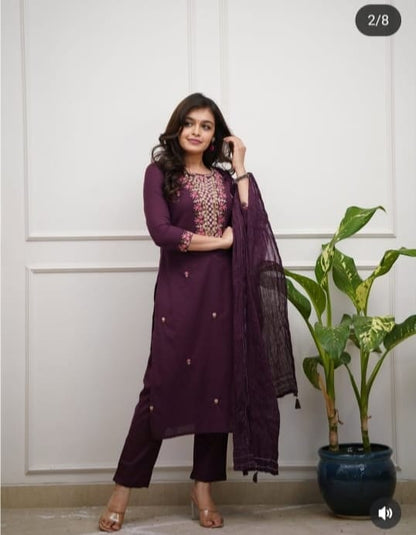 silk kurti pant set with dupatta