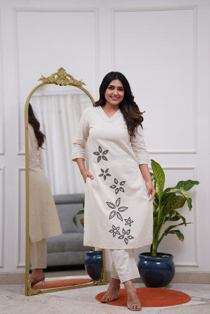 Latest Cotton Flex Embroidered Straight P Pant Set,