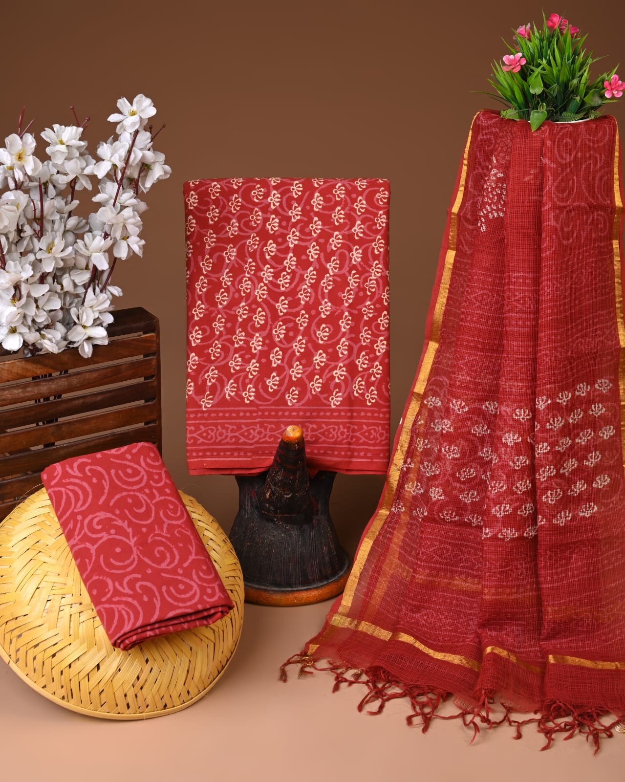 Buy red Cotton Suits Online – Elegant, Comfortable & Affordable Ethnic Wear