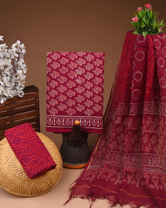 Brown cotton suits with kota doriya duptta