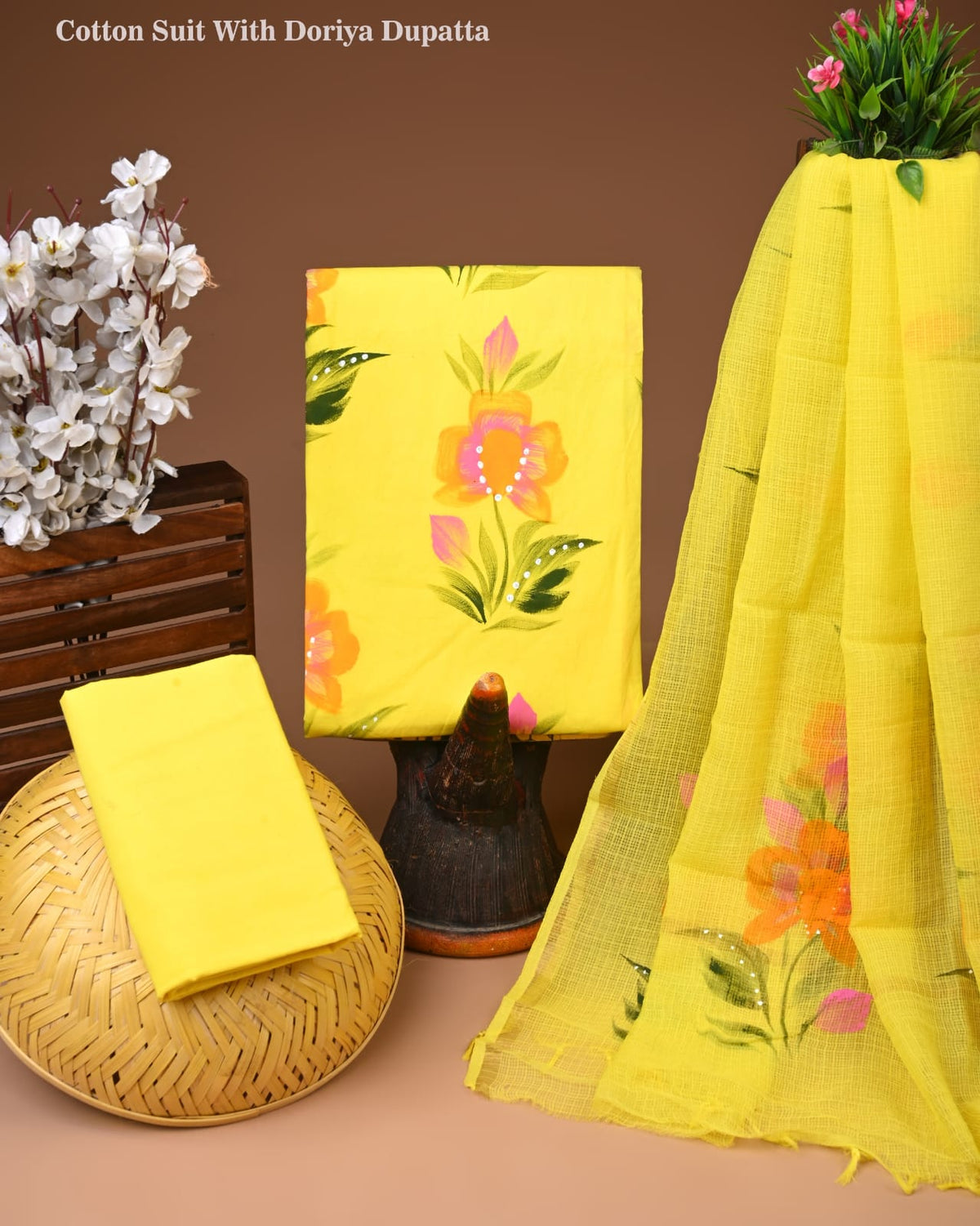 Light Best cotton suits with kota doriya duptta