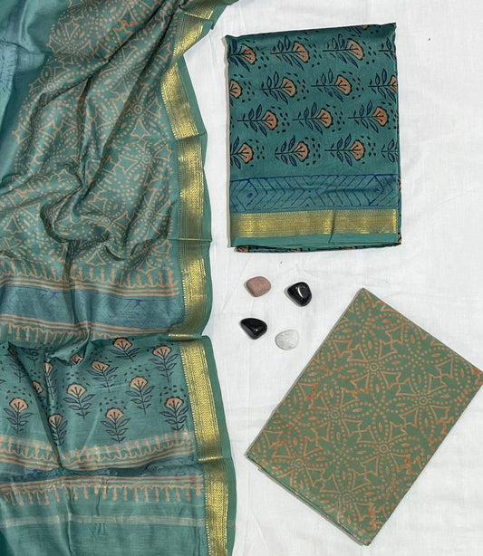 Premium Printed Maheshwari Silk Suit with Dupatta