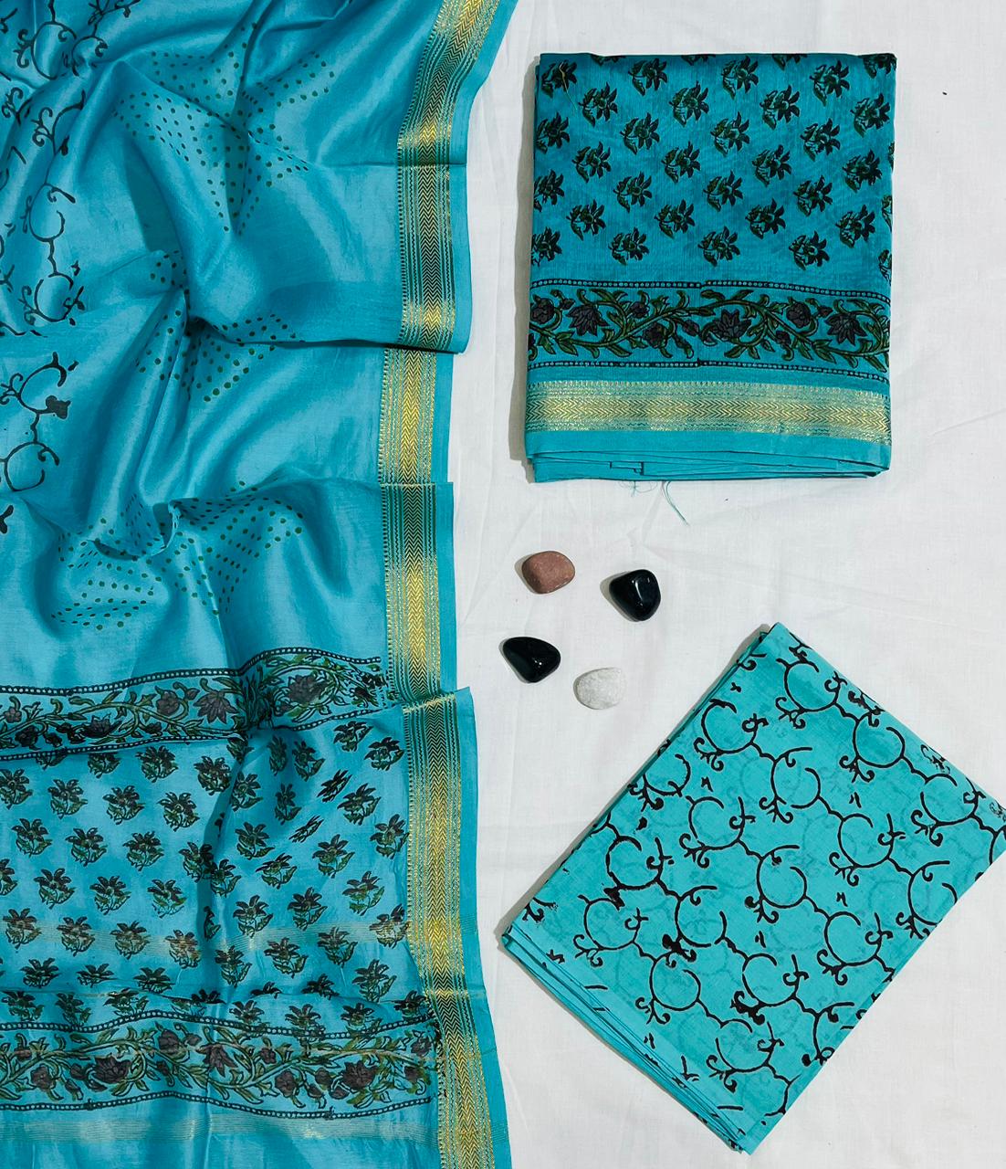 Gorgeous Maheshwari Silk Dress Material with Dupatta
