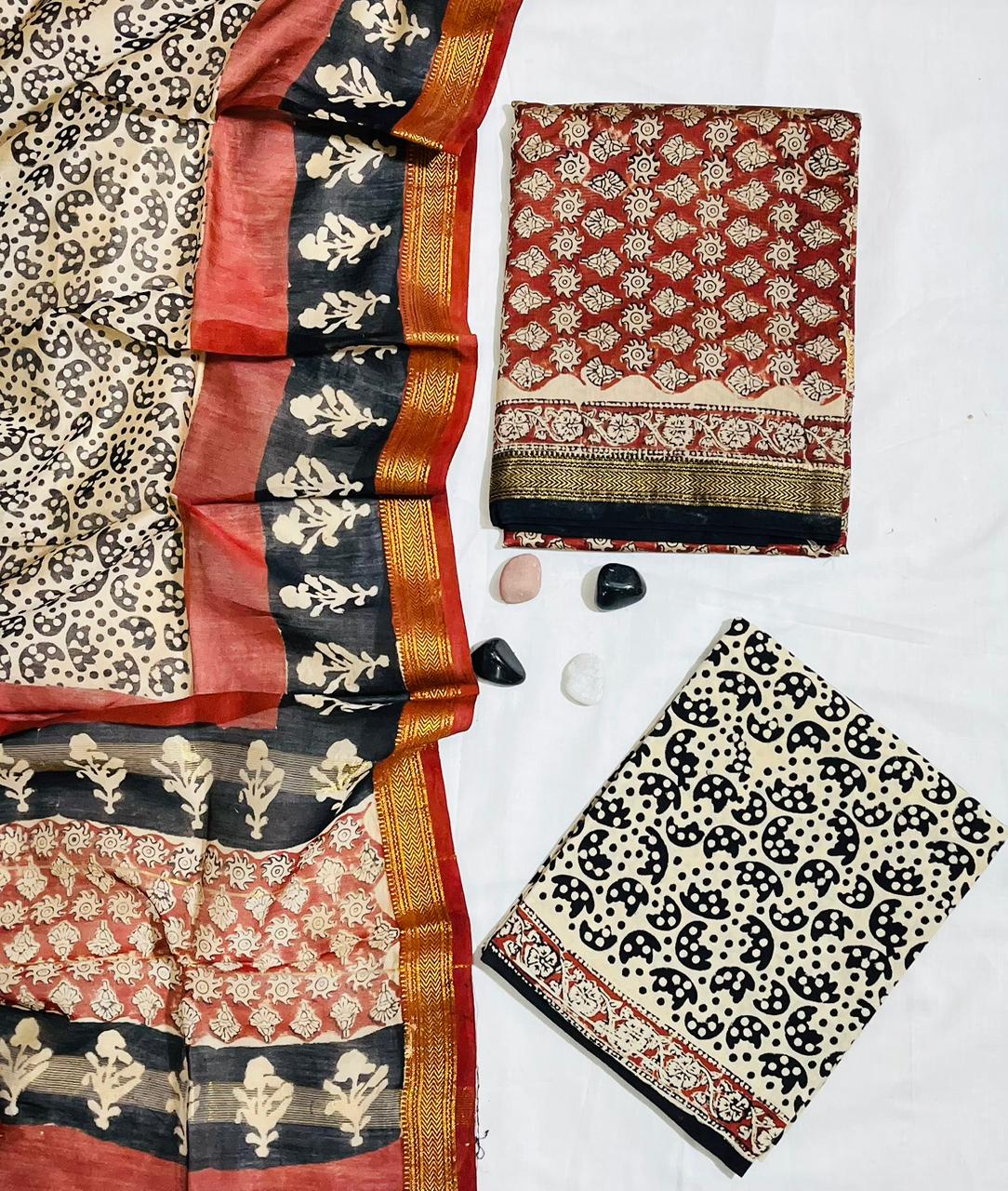 Party Wear Maheshwari Silk Suit with Zari Work