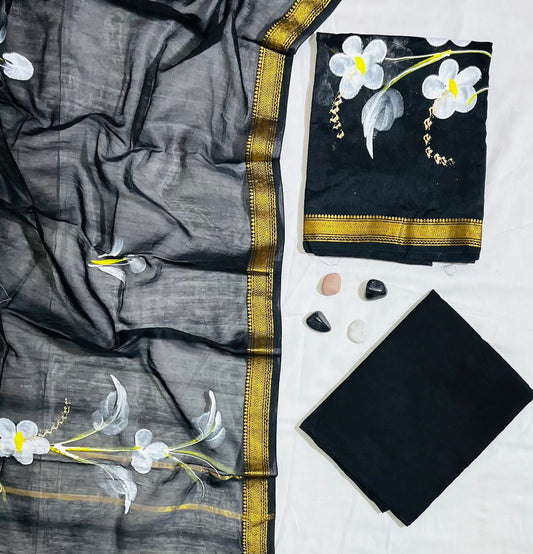 Festive Wear Maheshwari Silk Suit with Zari Dupatta
