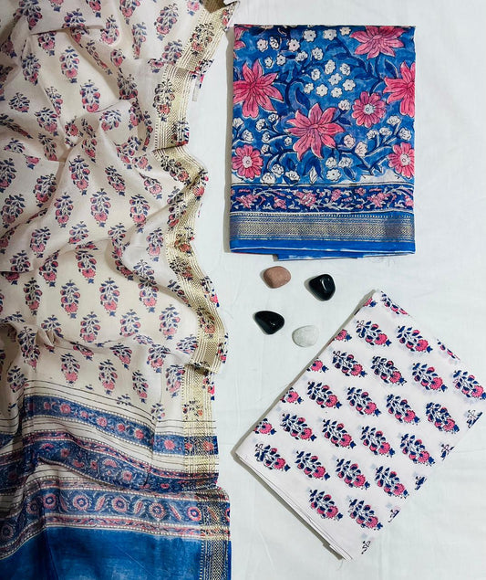 Designer Printed Maheshwari Silk Suit for Women