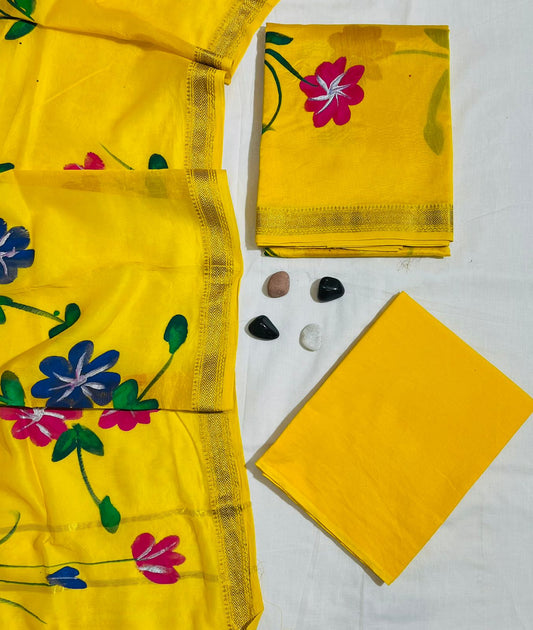 Pure Maheshwari Silk Suit with Dupatta and Bottom
