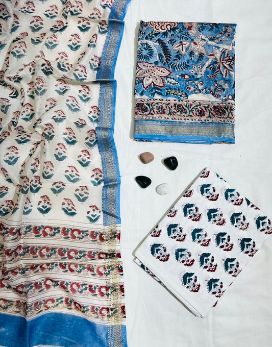 Trendy Maheshwari Silk Suit with Cotton Bottom Fabric