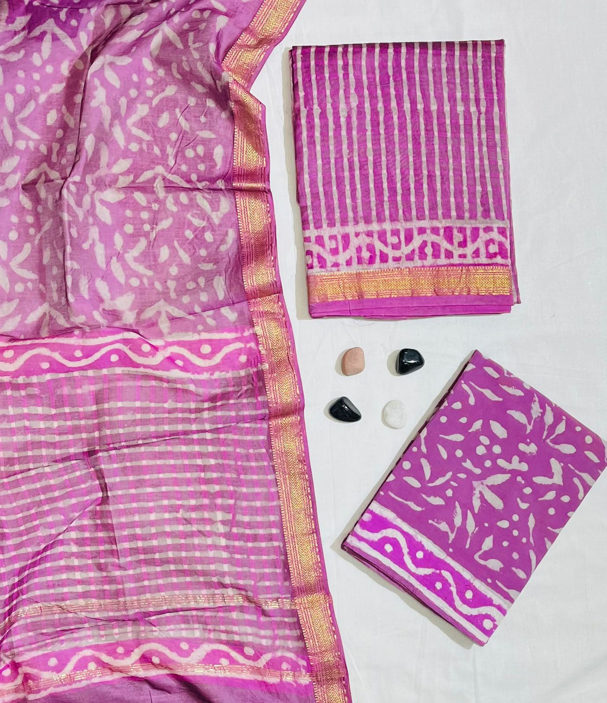Festive Ready Maheshwari Silk Suit with Cotton Bottom