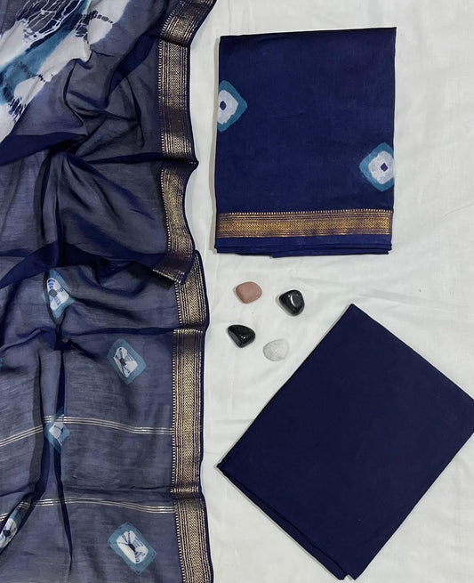 Gorgeous Handcrafted Maheshwari Silk Suit Material