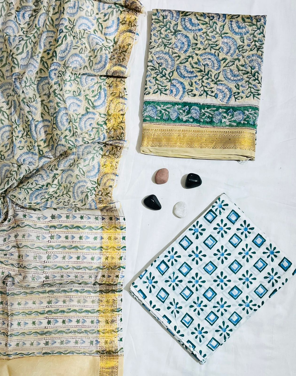 Pure Maheshwari Silk Suit with Zari Dupatta for Women