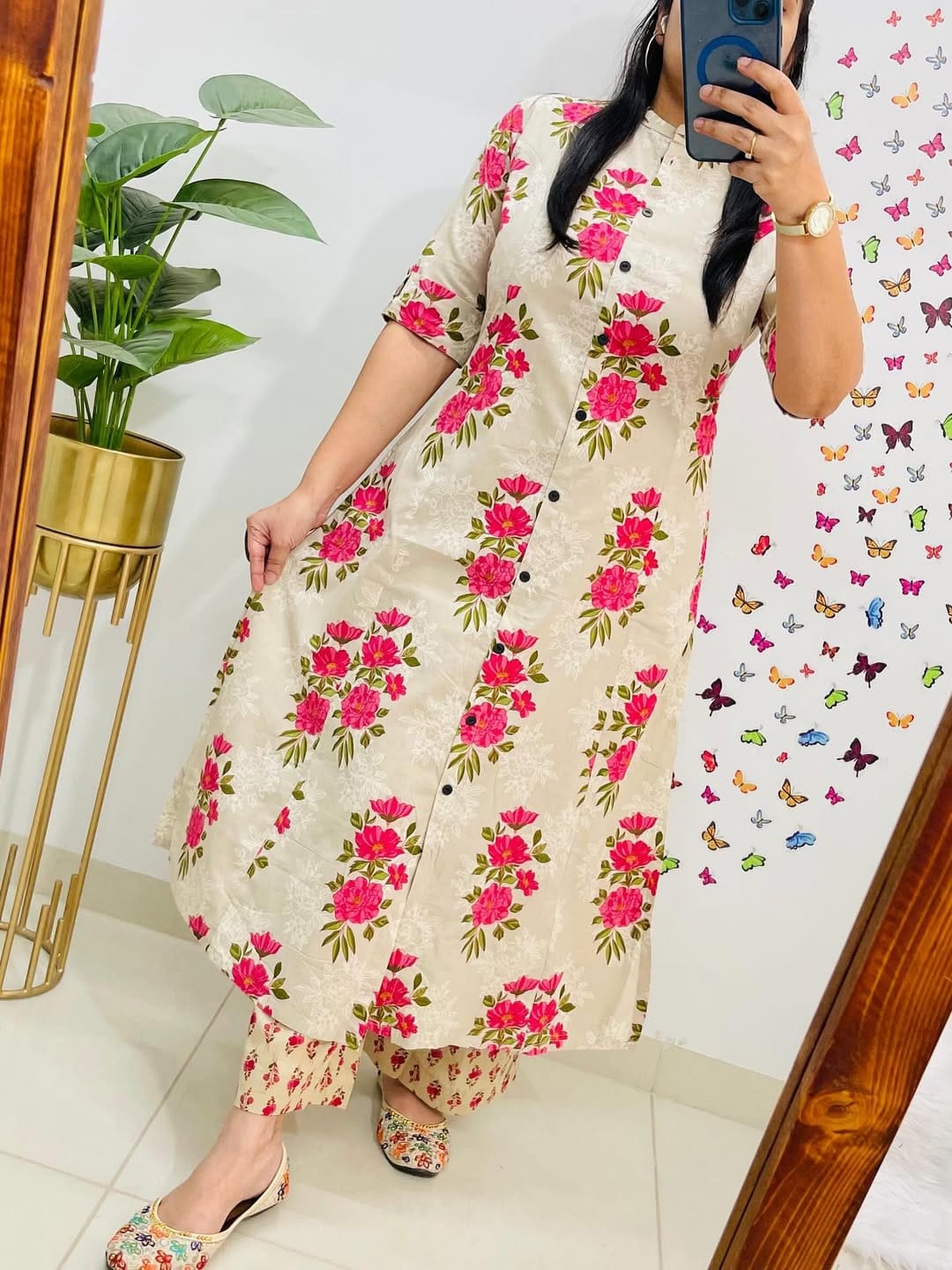 Comfortable Summer Cotton Kurti Pant Set with Sleeves