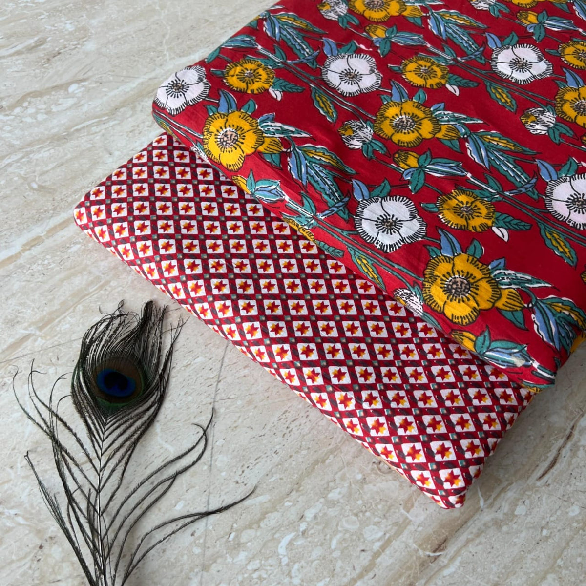 Bagru and Black White Print Cotton Combo Suit