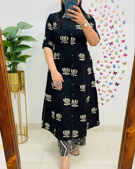 Black cord sets  with  Aline pattern