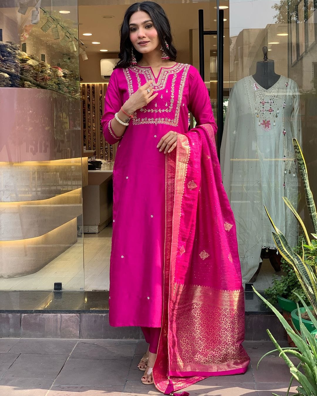 Wedding special design kurti pant with embroisdery work