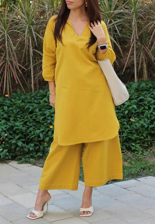 Office wear yellow  pant set