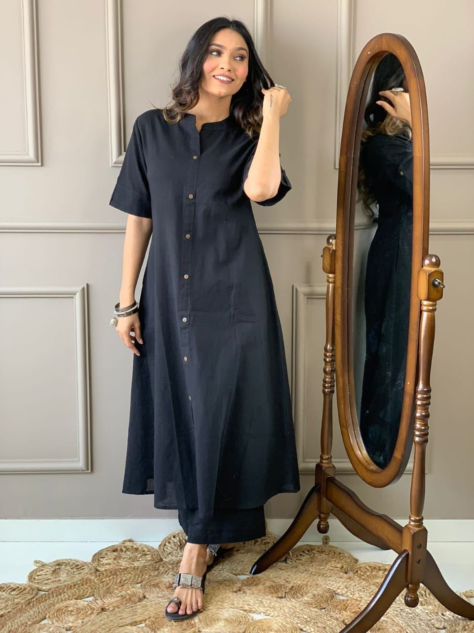 Premium black cotton kurti pant