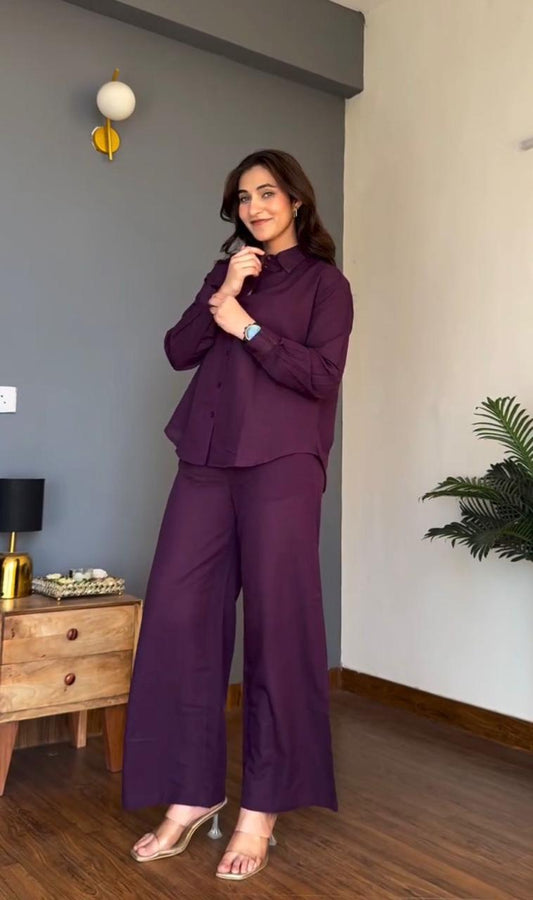 Elegant Purple Co-Ord Set 💜 | Premium Cotton | Perfect Brunch & Party Wear