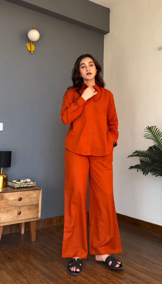 Trendy Rust Co-Ord Set 🧡 | Cotton Fabric | Smart & Elegant Look