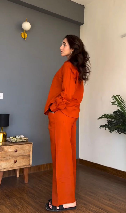 Trendy Rust Co-Ord Set 🧡 | Cotton Fabric | Smart & Elegant Look