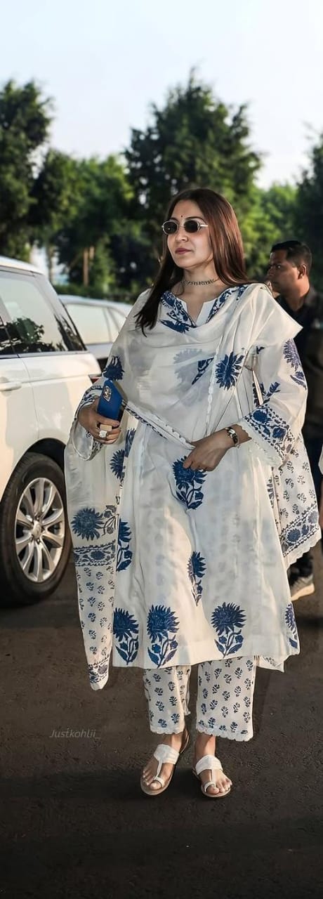 Elegant White Cotton Suit Set  | Bollywood Style Outfit