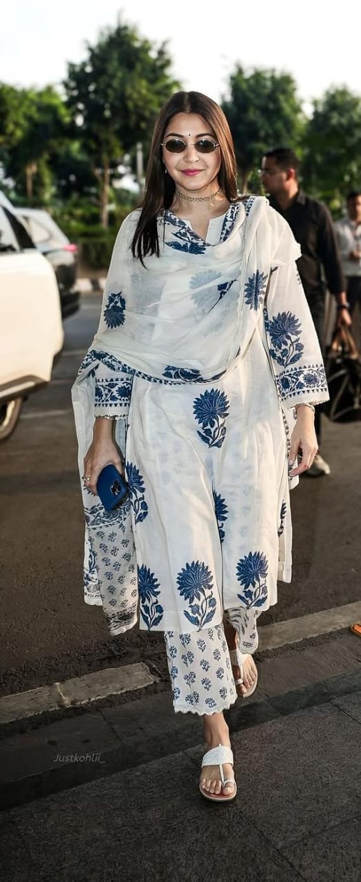 Elegant White Cotton Suit Set  | Bollywood Style Outfit