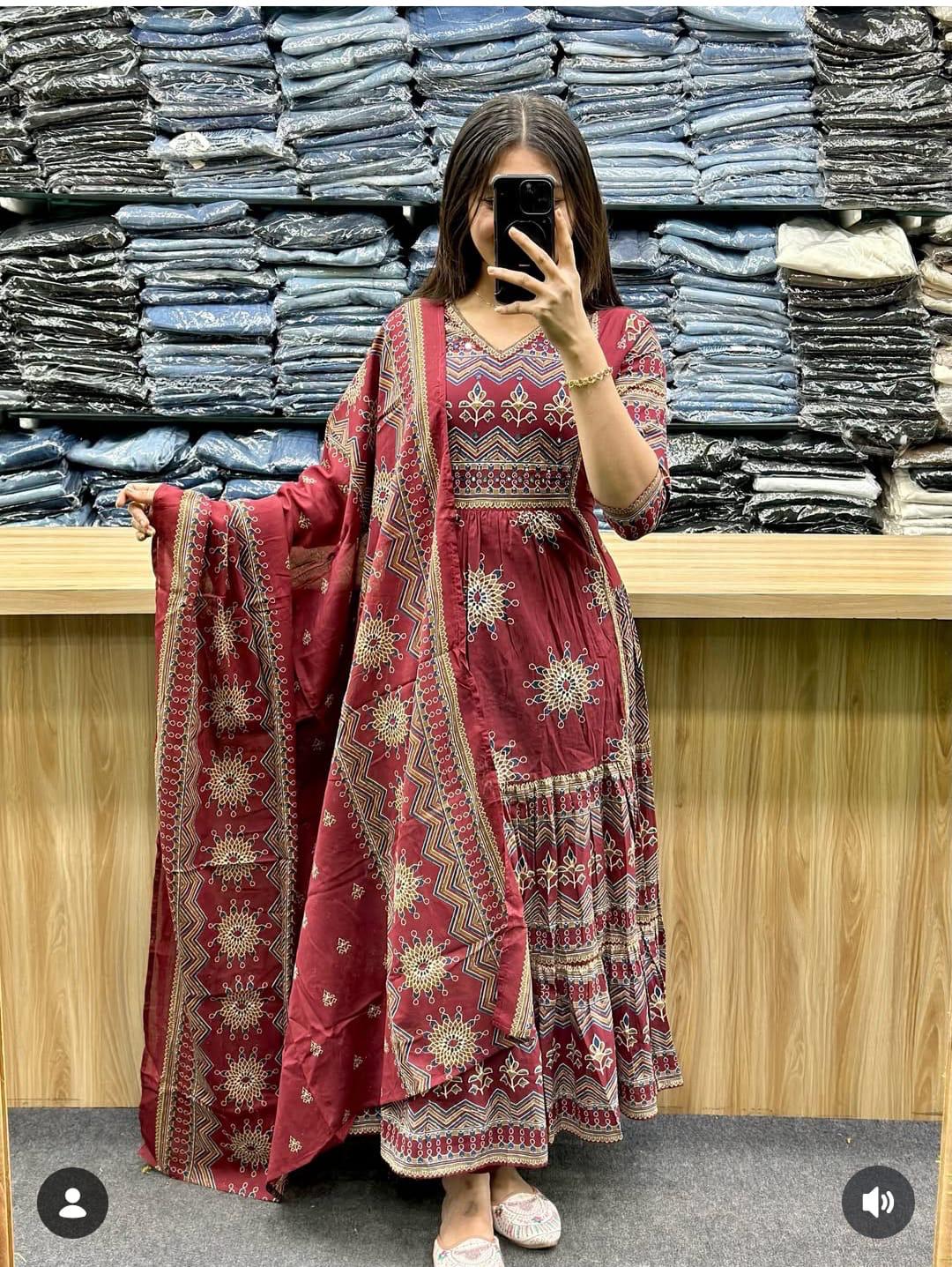 Maroom kurti pant set with dupatta set