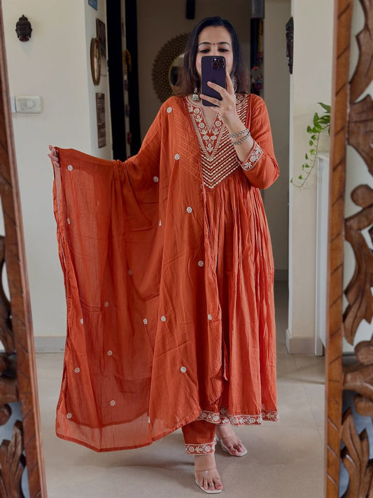 Pink kurti Women Cotton Blend Kurta Pant Dupatta Set
