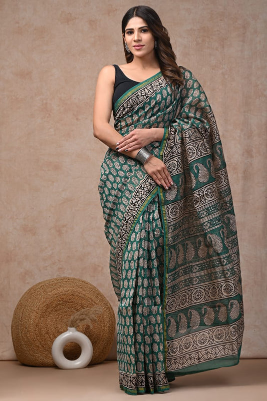 Floral Print Chanderi Silk Saree