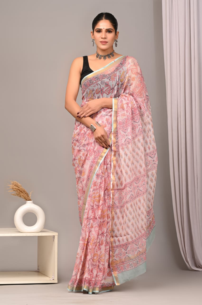 Classic Kota Doriya Saree with Pigment Print