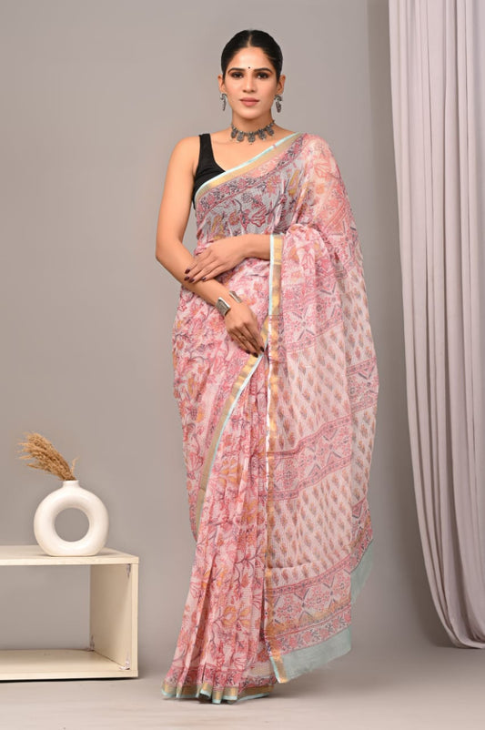 Classic Kota Doriya Saree with Pigment Print