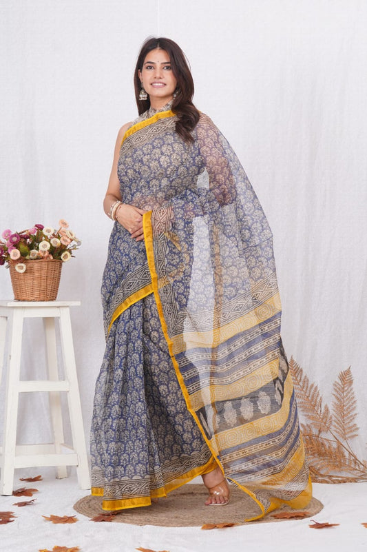 Lightweight Kota Doriya Saree with Dabu Print
