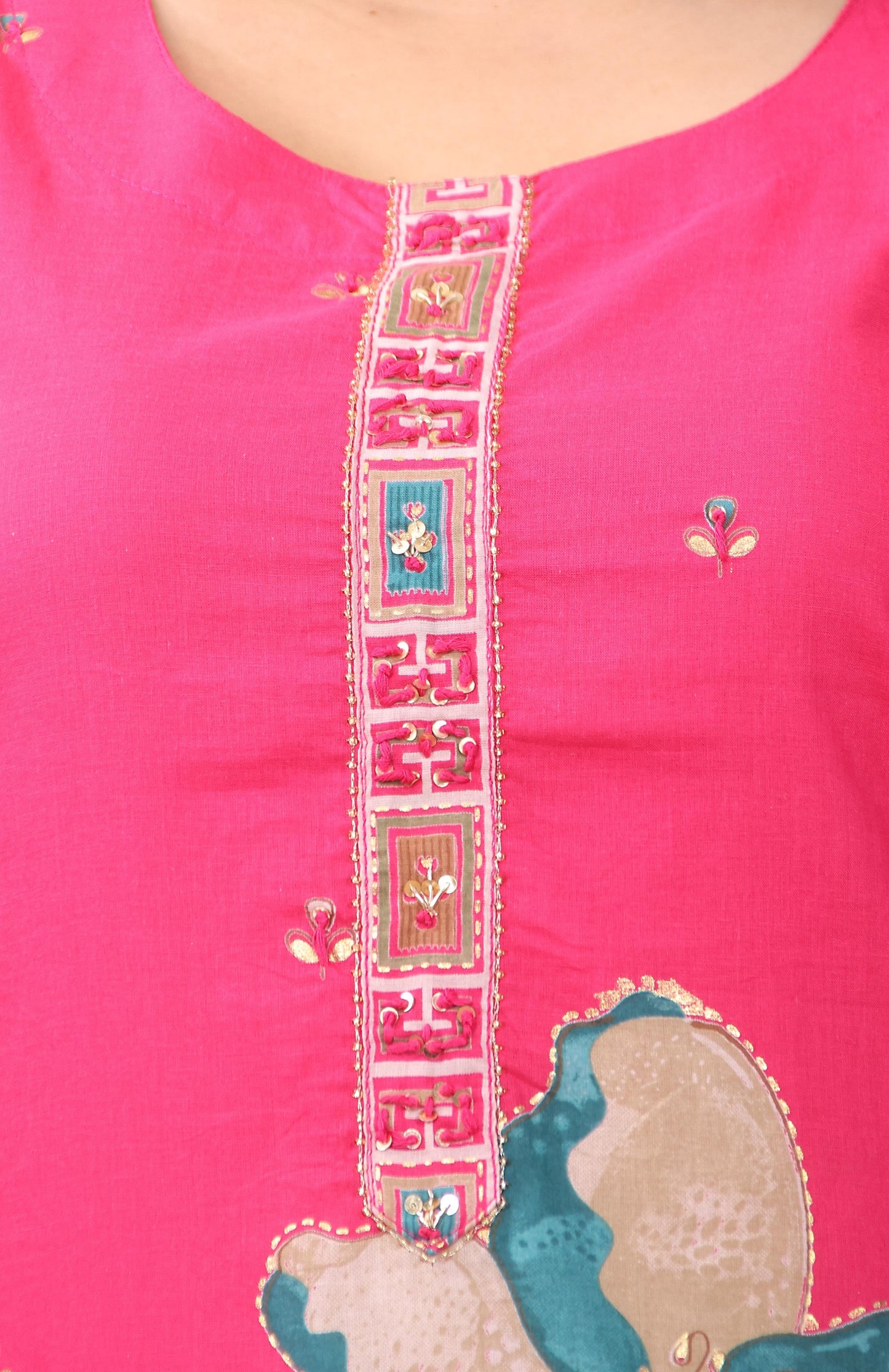 Sanganeri Cotton Kurti Pant Set for Women
