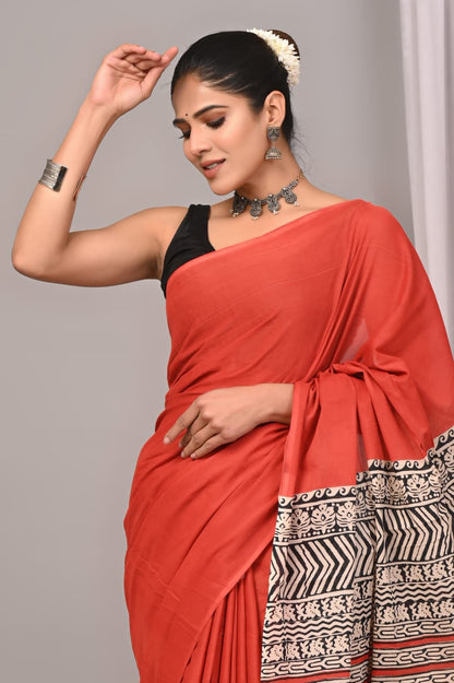 Handcrafted cotton mul saree, made for daily elegance.
