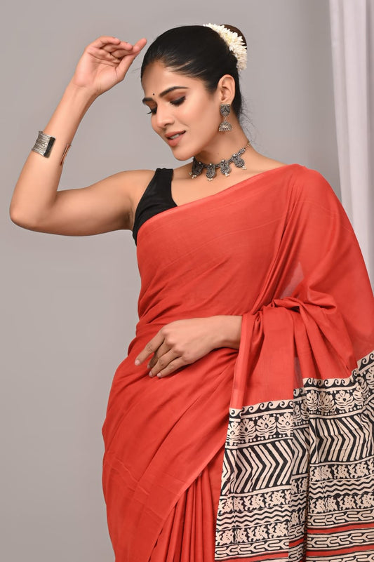 Handcrafted cotton mul saree, made for daily elegance.