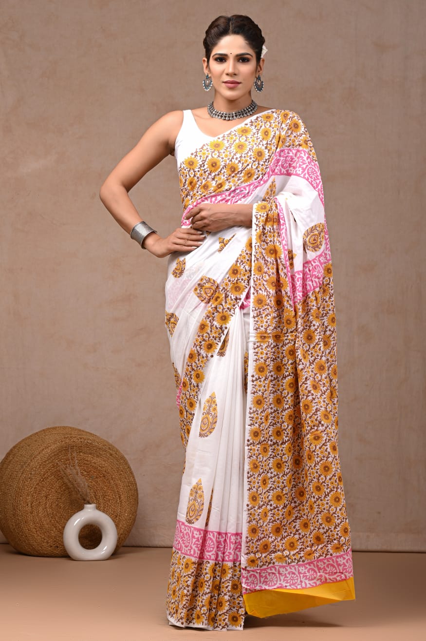 Lightweight drape cotton saree, perfect blend of style and ease.