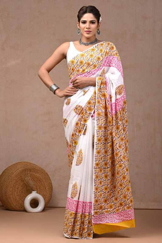 Lightweight drape cotton saree, perfect blend of style and ease.