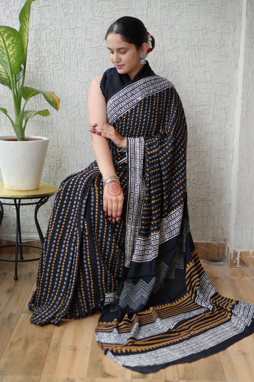 Modal Silk Saree – Handcrafted Ajrakh
