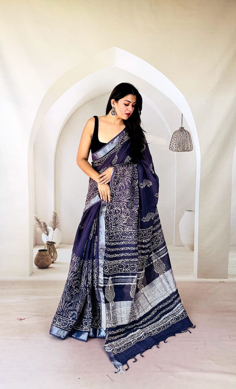 Beautiful Soft Linen Saree – Festive & Office Ready
