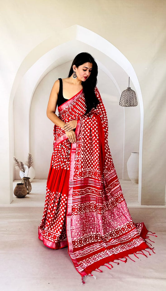 Premium Quality Bagru Print Saree – Eco Friendly Fabric