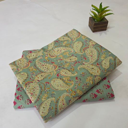 Cotton Lurex Print Hand Block Combo Suit Set