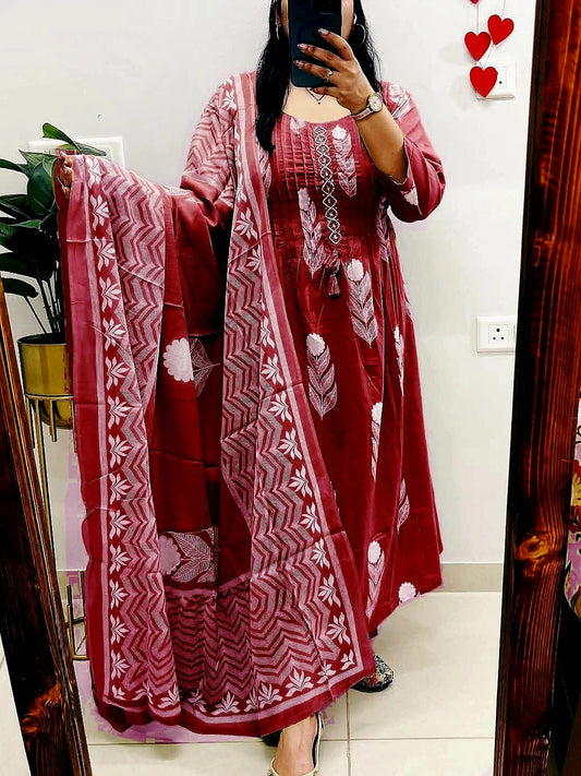 wedding cotton kurti pant with mulmul dupatta