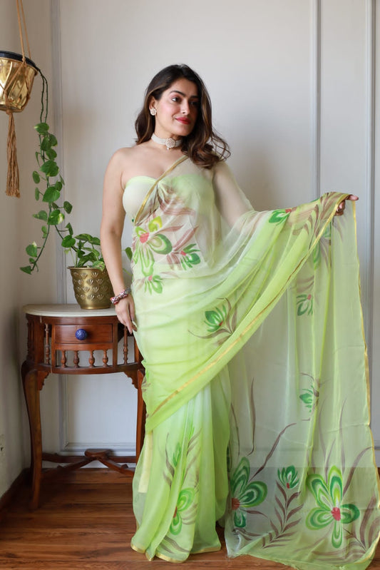 Chiffon Zari Border Saree