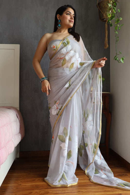Zari Glow Chiffon Saree