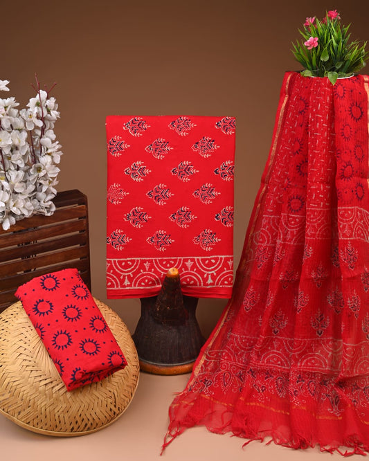 Shop Orange-Red Cotton Suits Online – Bright, Elegant & Comfortable