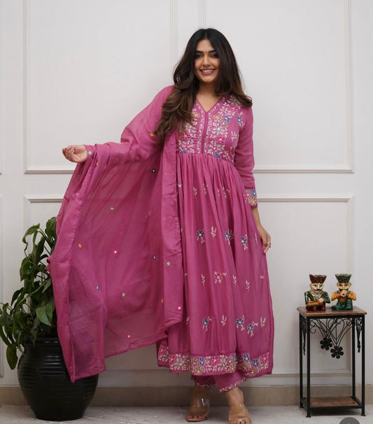 Elegant Cotton Embroidered Kurti Set